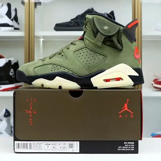 X 6 RETRO TRAVIS 'OLIVE' Kimikick SCOTT JORDAN AIR 0617